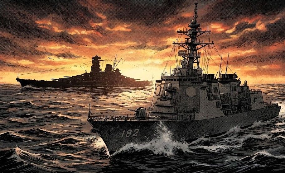 漫画『ジパング』の感想。イージス艦みらいと戦艦大和のイラスト